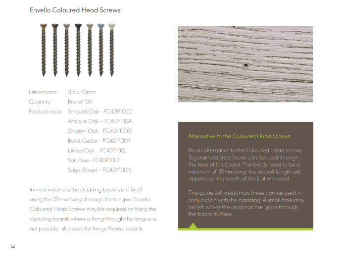 Millboard Envello Cladding Board & Batten+ Coppered  Coloured Head A2 Stainless 3.5x40mm 100 