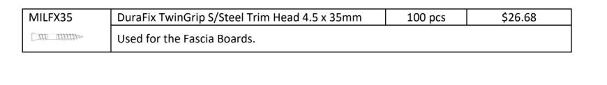 Millboard Envello Screws Durafix TwinGrip Trim Head 4.5x35mm 100 (for fascia)