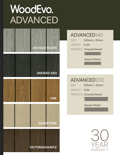 Wood Evo Home Advanced Smoked Ash Decking Grooved 140x25 5.4m Pack (buy 70 or more)