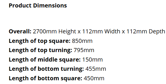 2.7m Federation Square Post 2700 x 112 Square H3 Treated Pine