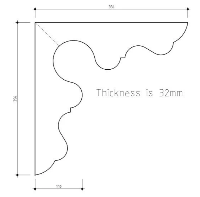 #1 Verandah Bracket 360x360x32 H3 Treated Pine
