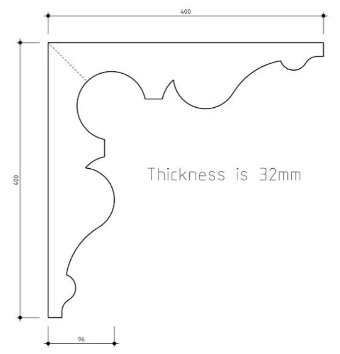 #4 Verandah Bracket 400x400x32 H3 Treated Pine