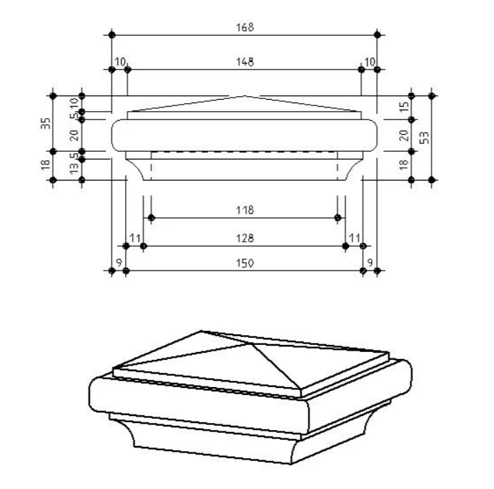 125mm Pyramid Post Capital H3 Treated Pine (fits 115 mm post) 
