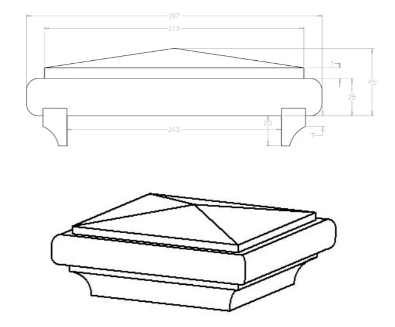 140mm Pyramid Post Capital H3 Treated Pine (fits 140mm post)