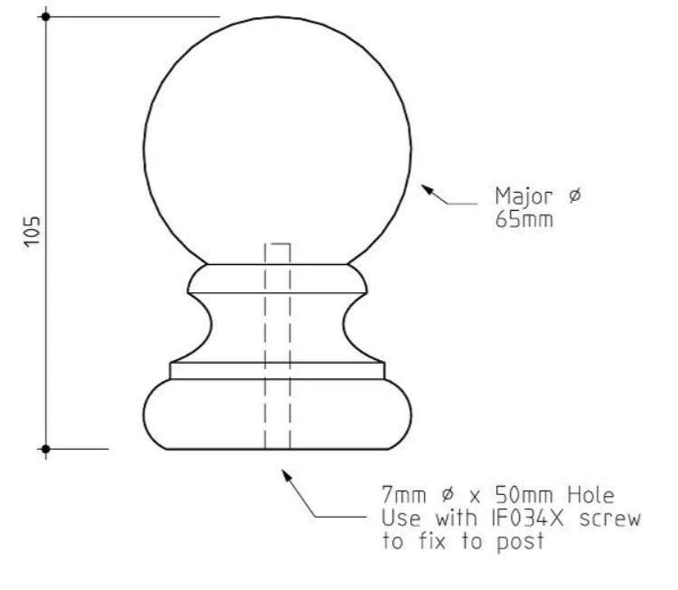65mm Ball Fence Capital 105x65 0 H3 Treated Pine