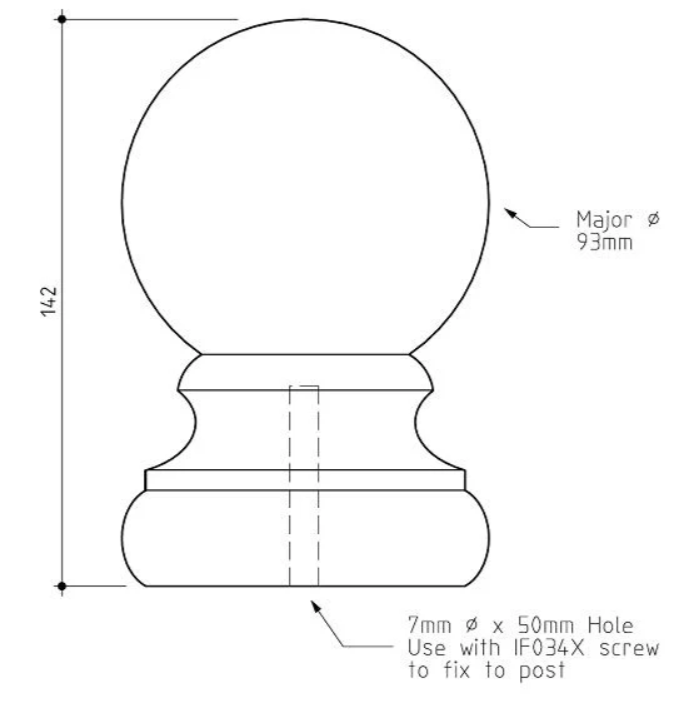 93mm Ball Fence Capital 140x93 H3 Treated Pine