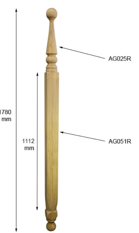 Roof Finial Bottom 1325 x 90 sq H3 Treated Pine