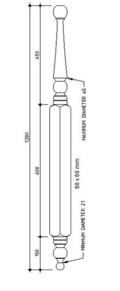 1200mm Roof Finial 1200 x 68 sq H3 Treated Pine 