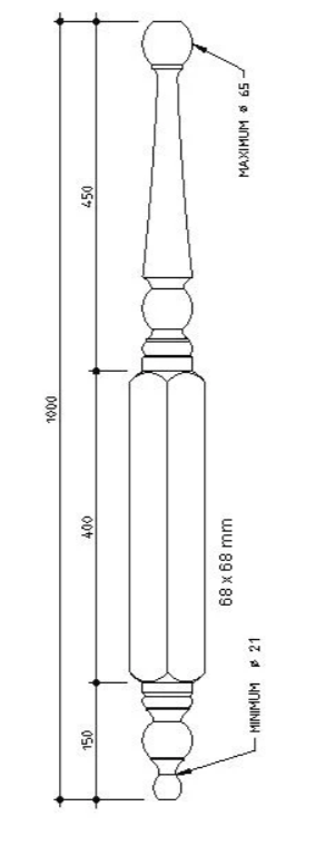 1000mm Roof Finial 1000 x 68 sq H3 Treated Pine