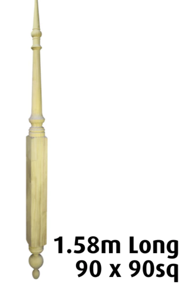 1300mm Edwardian Roof Finial 1580x 90 sq H3 Treated Pine In Three Pieces 