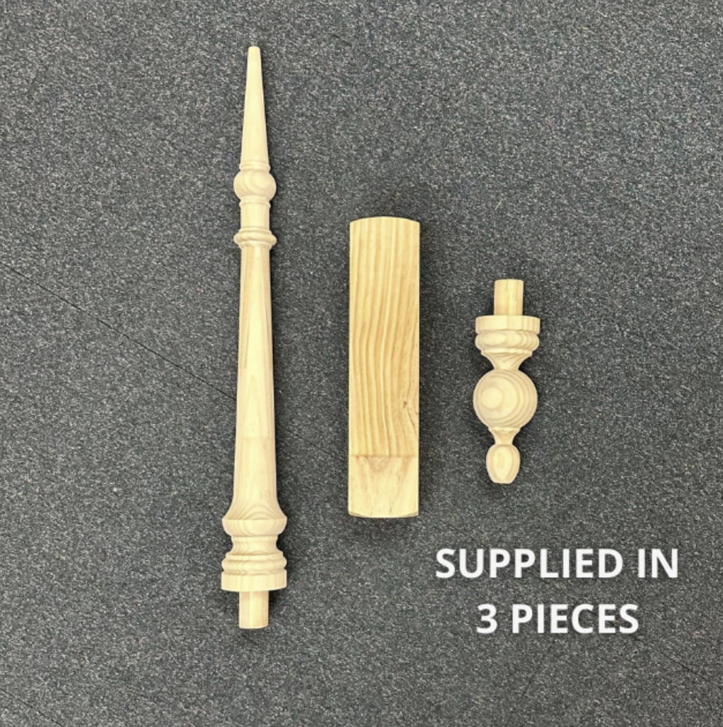1228mm Edwardian Roof Finial 1280x 90 sq H3 Treated Pine In Three Pieces  