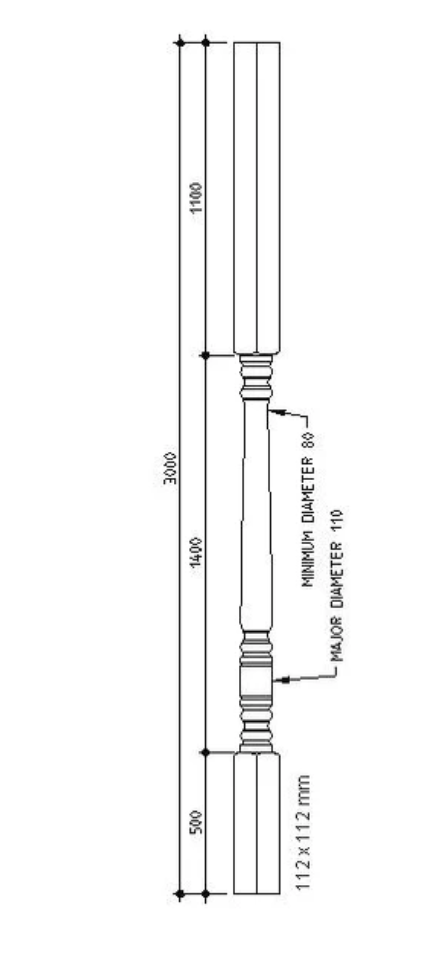 3.0m Federation Round Post 3000 x 112 Square  H3 Treated Pine