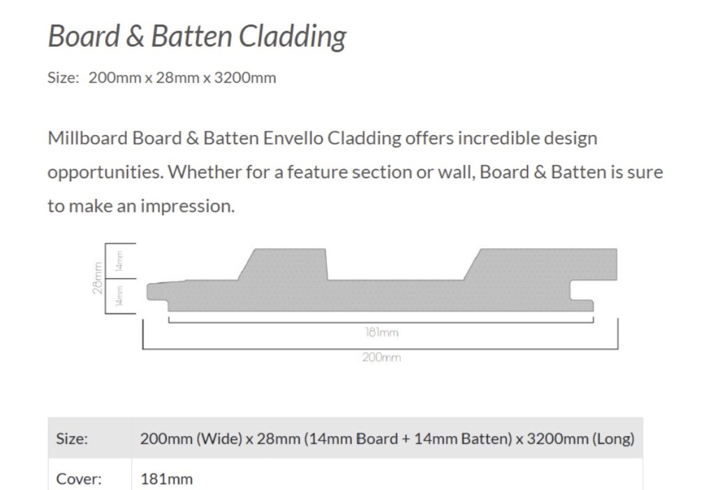 Millboard Envello Cladding Board & Batten+ Smoked Oak 200x26mm 3.6  (cover 181) 
