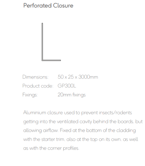 Millboard Envello Aluminium Perforated Closure 50x25mm 3.0 