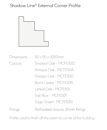 Millboard Envello Cladding Shadowline+ Coppered Oak External Corner Premium 50x50 3.050 