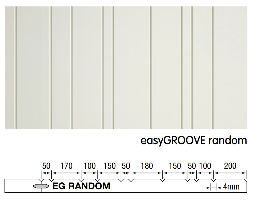 Easycraft Easy Random Groove  150 Primed General Purpose Interior MR EO MDF 2400x1200x9mm (buy 40 or more)