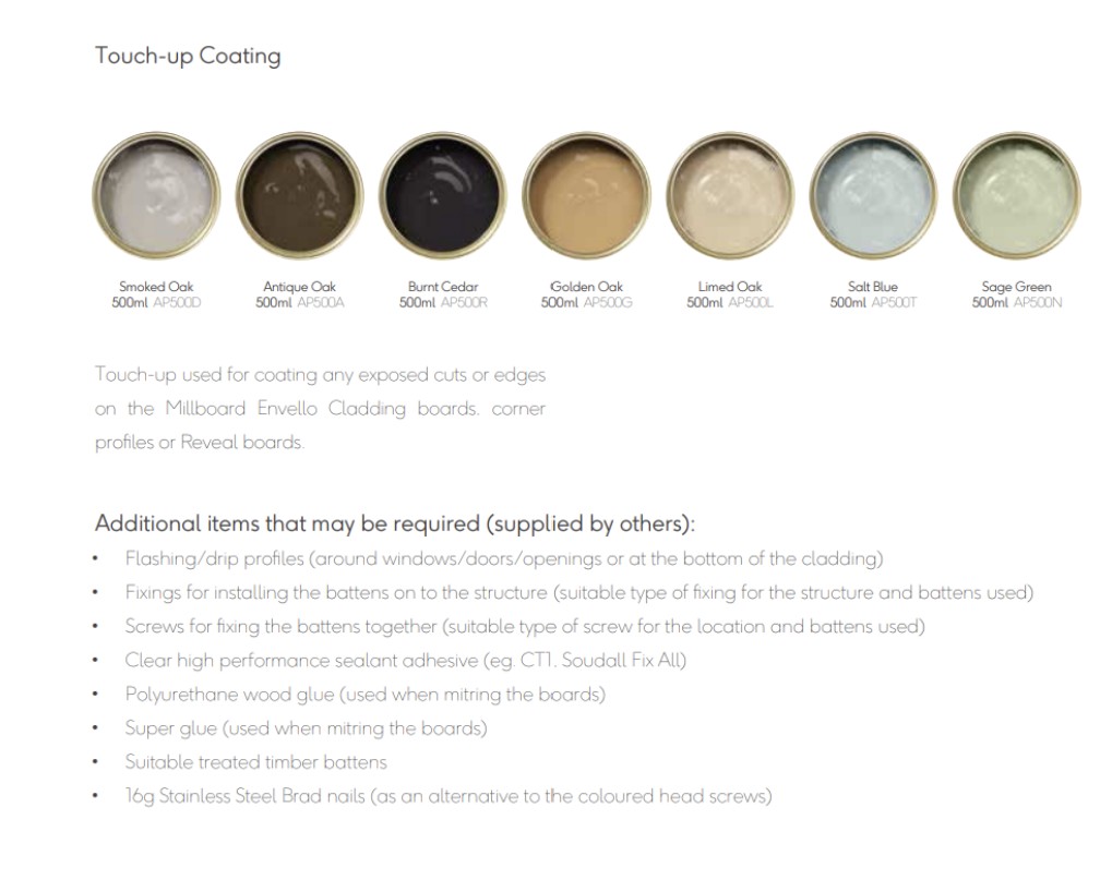Millboard Envello Cladding Board & Batten+ Smoked Oak Touch UP Paint 500ml