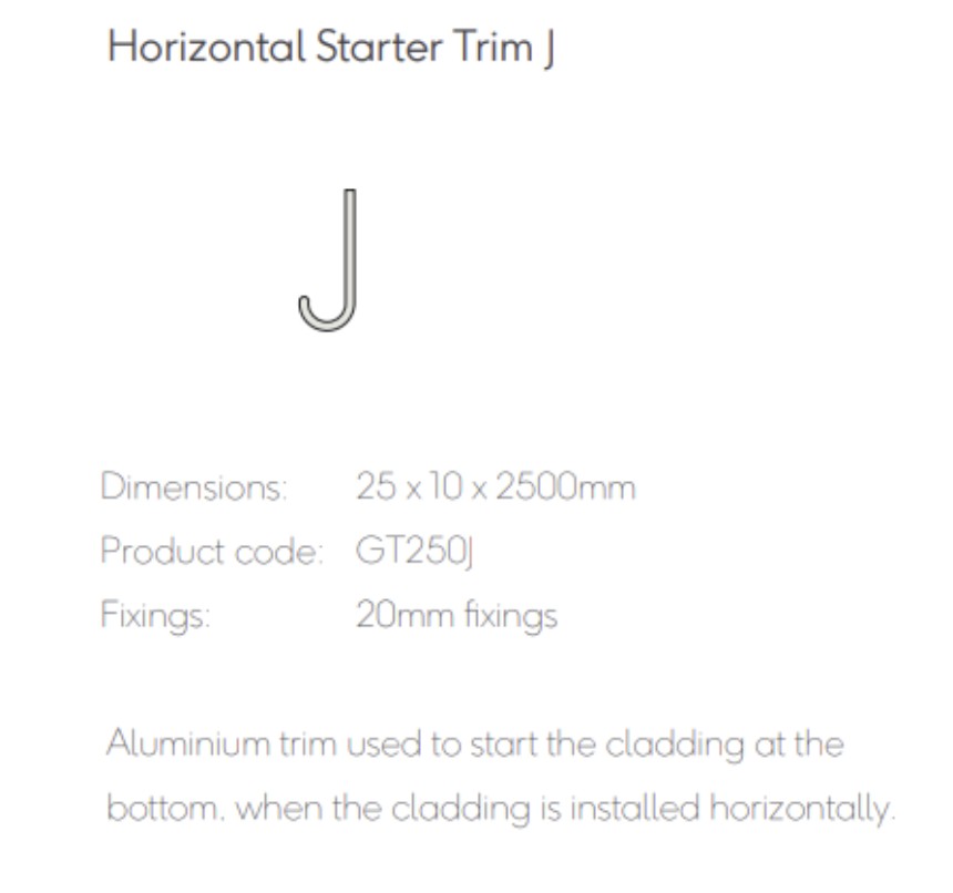 Millboard Envello Aluminium Horizontal Starter Trim 25x10mm 2.5 