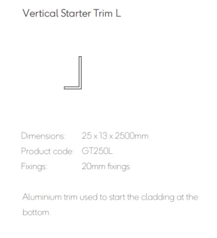 Millboard Envello Aluminium Vertical Starter Trim 25x13mm 2.5 