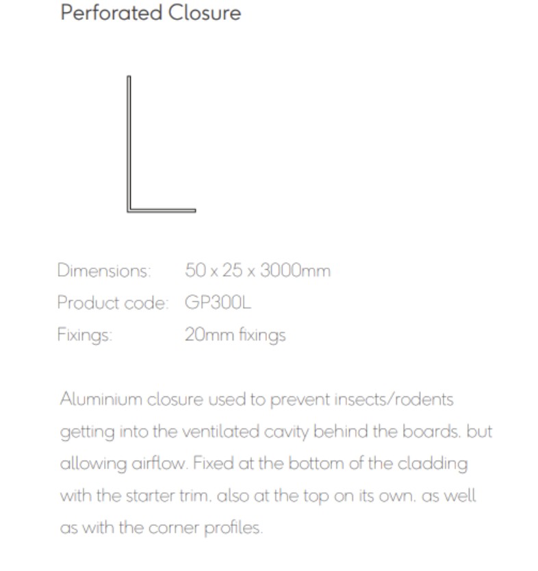Millboard Envello Aluminium Perforated Closure 50x25mm 3.0 