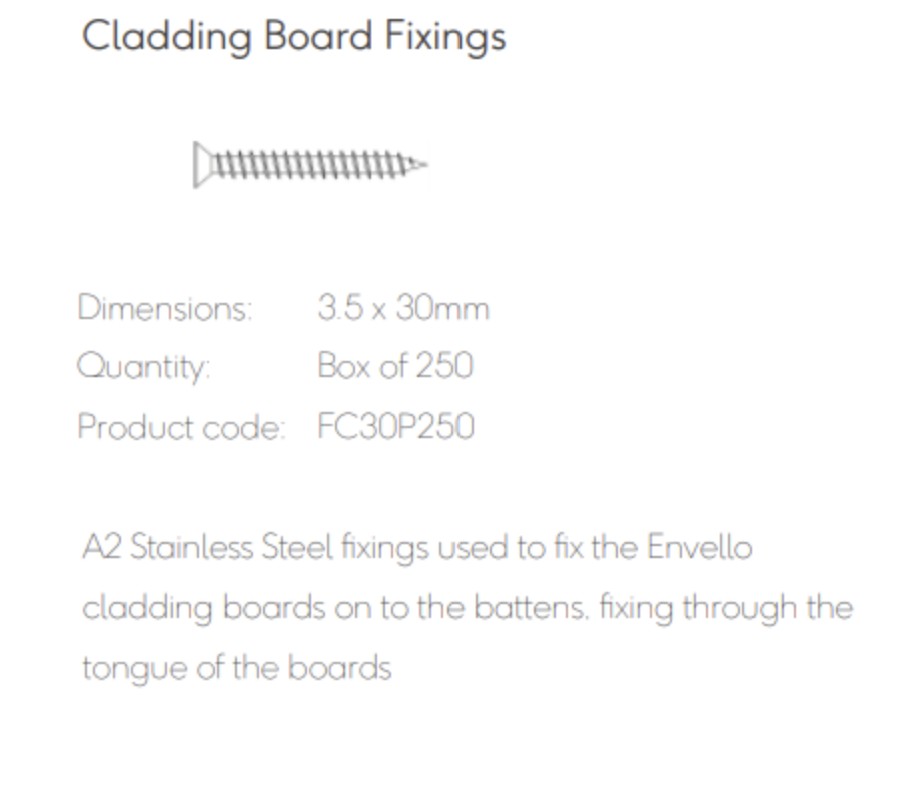 Millboard Envello Screws A2 Stainless 30mmx3.5 Box 250