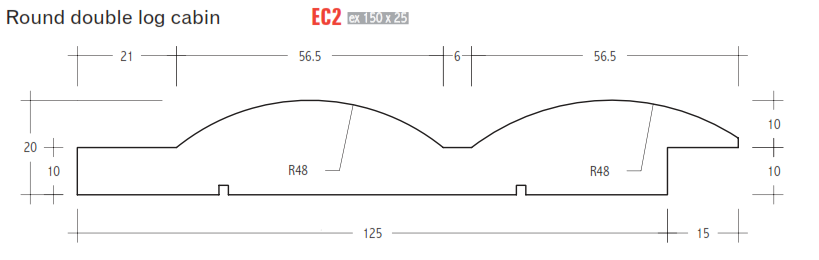 Cypress Weatherboard EC2 Green Log Cabin Double Round 125x20  (more than 200m)