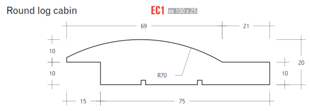 Cypress Weatherboard EC1 Green Log Cabin Single Round 75x20 (less than 200m)