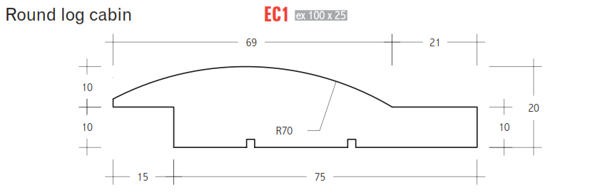 Cypress Weatherboard EC1 Green Log Cabin Single Round 75x20 (more than 200m)