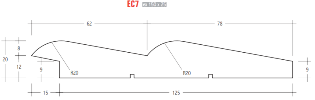 Cypress Weatherboard EC7 Green Double Checked and Nosed (Double Splayed) 125x20 (more than 200m)