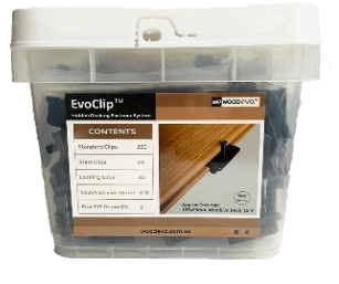 Wood Evo Home Plus Std Box of Accessories/Metal (30 L/Clips , 20 S/Clips , 250 Clips , 2 Drill Bits, 310 screws) (1 per 20 boards)