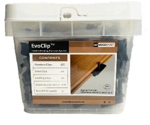 Wood Evo Advanced Bal 29 Box of Accessories/Timber (280 Clips, 20 Starter clips, 2 T15 Drill bits 310 35mm SS Screws) (1 Box per 20 boards) 3.0 mm gap