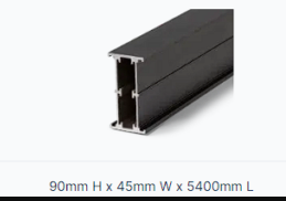 90mm H x 45mm W L 5.4 Black Aluminium Joist/Bearer 