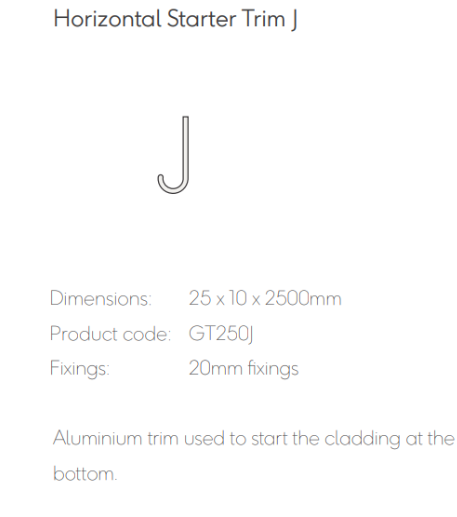 Millboard Envello Aluminium Horizontal Starter Trim 25x10mm 2.5 