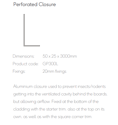 Millboard Envello Aluminium Perforated Closure 50x25mm 3.0 