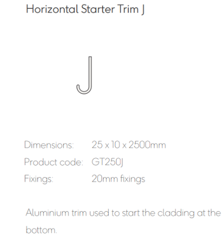 [TPDSHAANT13] Millboard Envello Aluminium Horizontal Starter Trim 25x10mm 2.5 