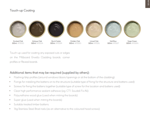 [TPDBOAANA09] Millboard Envello Cladding Board & Batten+Anthracite Touch UP Paint 500ml