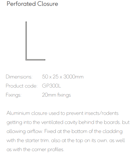 [TPDBOAGOL15] Millboard Envello Aluminium Perforated Closure 50x25mm 3.0 