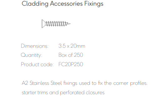 [TPDBOABUR17] Millboard Envello Screws A2 Stainless 20mmx3.5 Box 250