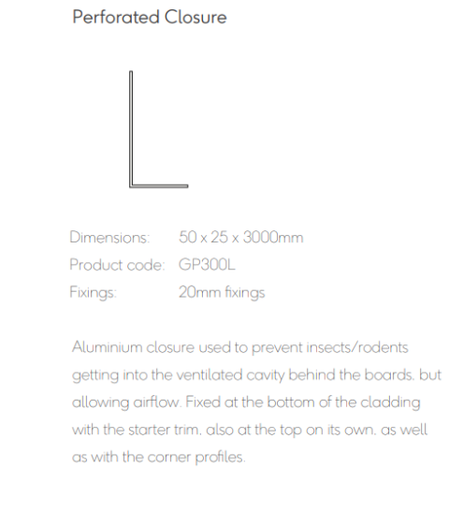 [TPDBOACOP15] Millboard Envello Aluminium Perforated Closure 50x25mm 3.0 