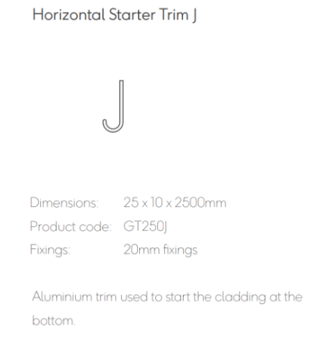 [TPDSHAANT13] Millboard Envello Aluminium Horizontal Starter Trim 25x10mm 2.5 