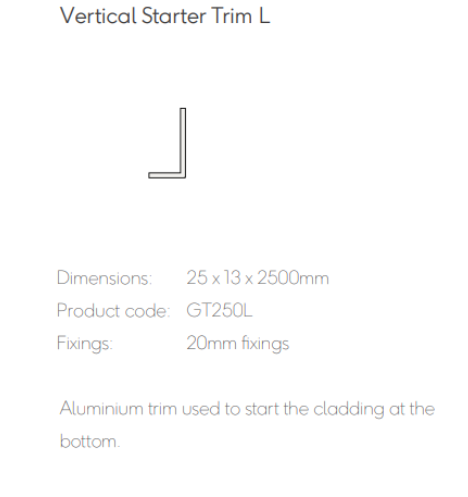 [TPDSHAANT15] Millboard Envello Aluminium Vertical Starter Trim 25x13mm 2.5 