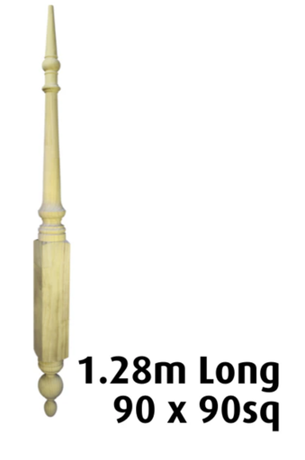 [HAMAG065R] 1228mm Edwardian Roof Finial 1280 x 90 sq H3 Treated Pine In Three Pieces  