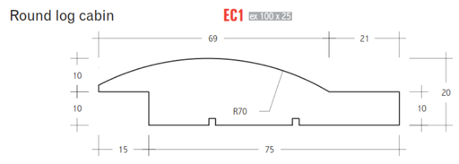 [DUNWCYP070EC1] Cypress Weatherboard EC1 Green Log Cabin Single Round 75x20 (less than 200m)