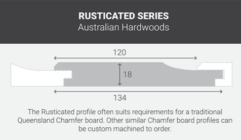 [TIMBLARU120018] Rusticated Blackbutt Dressed 120x18 Lineal Metre