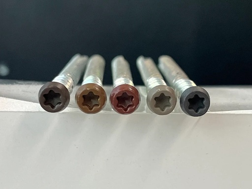 [TPDADVSMO11] Wood Evo Home Advanced Smoked Ash Timber Screws 65mm and Plugs 100pk  (1 Bag Per 5 Boards)